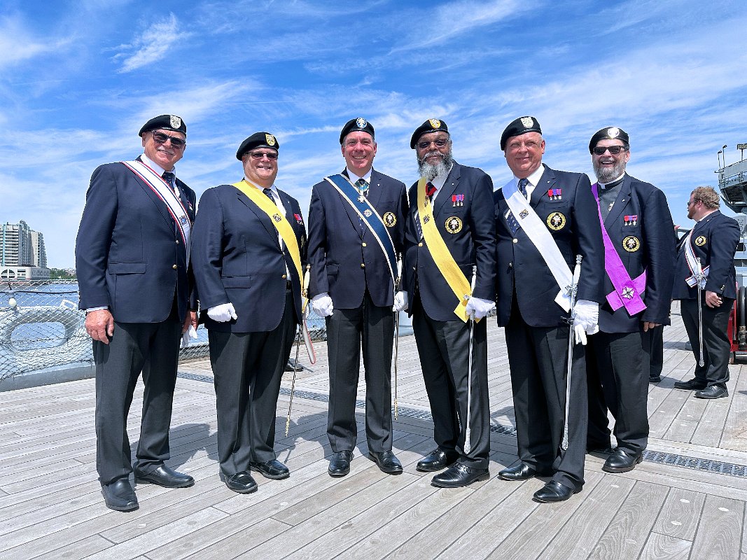 Fourth Degree didnitaries aboard the Battleshop New Jersey